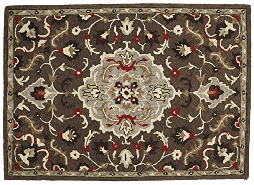RUG PRINCE Teppich Handgefertigt Wolle 160x230 Braun Medaillon Handarbeit Handtuft Modern