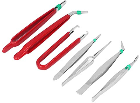 7 Pezzi Pinzette Industriali Antistatiche,Pinzetta Elettronica di Professionali Precisi,Kit Antistatico per Attrezzi,per Modellismo, Riparazione Elettronica,Produzione di Gioielli