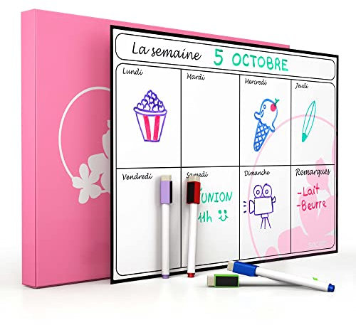 Saciro - Magnettafel für Kühlschrank - Magnettafel - Magnettafel für Kühlschrank - Magnettafel DIN A3 - Küchentafel mit 4 Markern…