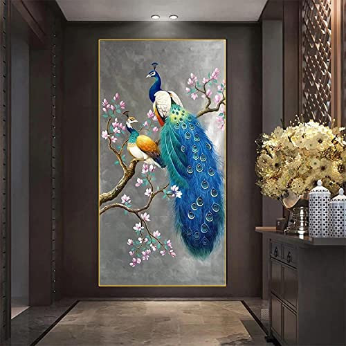 Pei-wall art Wandbild 50x150cm Rahmenlos Farbe Pfau Leinwand Gemälde Moderne Tier Poster Drucken Wandkunst Bild Wohnzimmer Wohnkultur