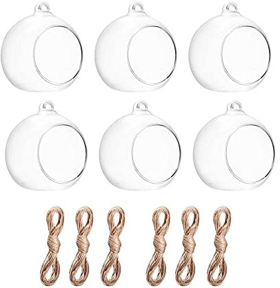 BlogBlog Hängender Glas-Kerzenhalter, Globus-Glas-Teelichthalter, hängende Glasvase, Blumenpflanzen, Terrarium, Glaskugeln, Behälter, Mikro-Landschaft, DIY für Zuhause, Büro, Hochzeit (8 cm, 24 Stück)