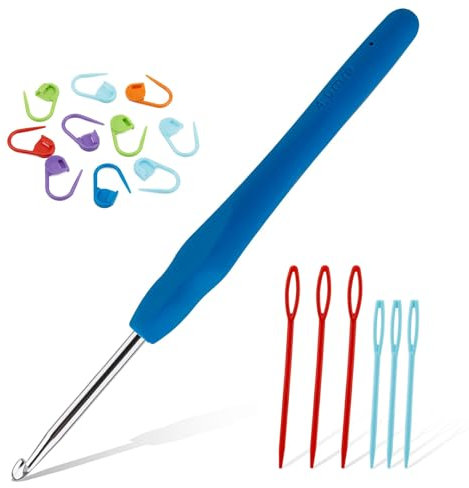 ENCHOL 4 mm Crochet Hook, Soft Handle Aluminum Crochet Hook, Ergonomic Knitting Crochet Needle for Beginners Handmade DIY Knitting Crochet