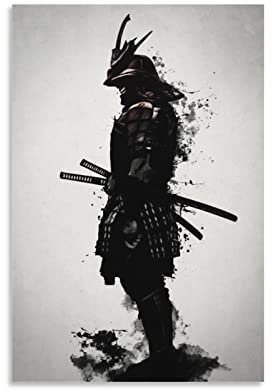 KAPOHU Japanischer Samurai Wanddekoration Bilder Leinwand Abstrakter Charakter Leinwandbilder Kunstdruck Wandbilder Modern Schlafzimmer Wohnzimmer Rahmenlos 20x30inch(50x75cm)