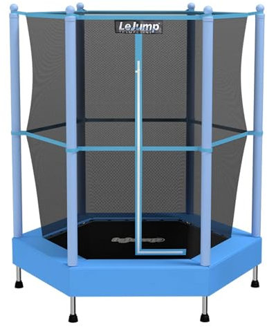 LEJUMP LeJump 140cm Brightmoon Indoor Trampolin,Wit Sicherheitsnetz, Kindertrampolin Indoor Fun Garten Spielzeug