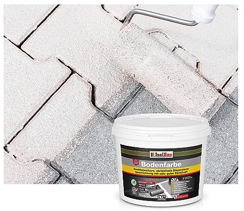 Isolbau Bodenfarbe -12 kg - Boden-und Betonfarbe für Keller, Garage, Werkstatt - Wasserfeste Bodenbeschichtung für Innen & Außen - Weiss (RAL)