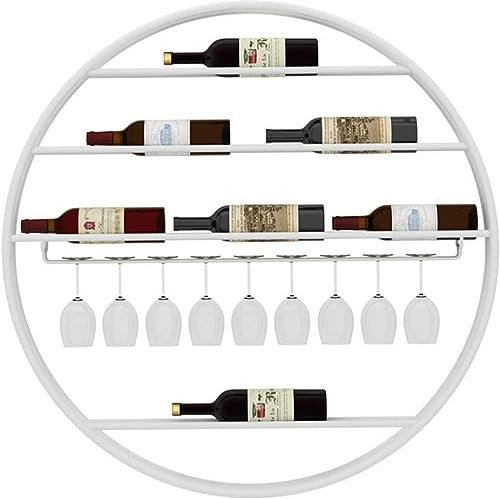 Industrielles Weinregal Wandmontiertes Weinregal für 7 Flaschen, 9 Glashalter, antikes Metall-Weinregal zum Aufhängen für Zuhause, Bar, Restaurant (33,4 x 33,4 x 3,9)