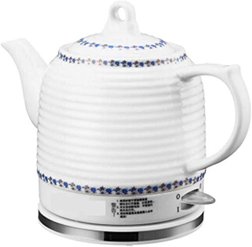 Tetera eléctrica de cerámica blanca inalámbrica - Jarra retro de 1,2 l, 1350 W hierve agua rápidamente para té, café, sopa, avena - Base extraíble, protección para hervir en seco Efficency