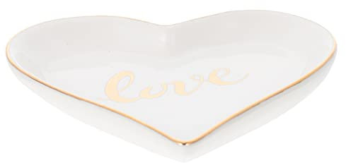 Amosfun 1Pc Plaque D'Amour Bougeoir Décor Femmes Boucles D'Oreilles Décor De Noël Porte-Colliers Bague D'Amour Assiettes À Dessert En Céramique Plaque De Bijoux Plaque Multifonctionnelle