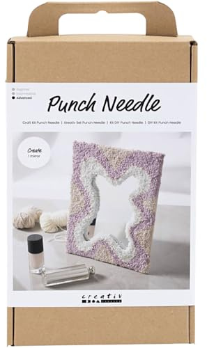 Creativ Bastelset Punch Needle, Pastellfarben, Spiegel, 1 Packung