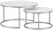 hitsuki Marmor Couchtisch Rund, Wohnzimmertisch weiß, Couchtisch Rund 2er Set, Beistelltisch Silber aus Metallgestell Tisch Wohnzimmer, Coffee Table