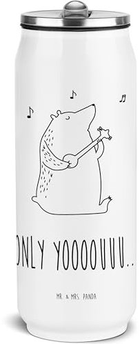 Mr. & Mrs. Panda Getränkedosen Trinkflasche Bär Gitarre - Geschenk, Teddybär, Teddy