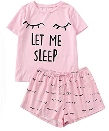 Sommer Kurzarm Top Und Short Nachtwäsche Hausanzug Zweiteilige Sleepwear Freizeitanzug Mit Tasche - Hausanzug Damen Sommer Schlafanzug Loose Morgenmantel Casual Nachtwäsche Sleepshirt-Pyjama