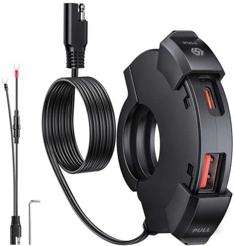 ZEXMTE Motorrad USB Steckdose, 18W QC 3.0 & 30W PD Typ C Dual USB Motorrad Ladegerät, 12V/24V Motorradsteckdose wasserdicht für Telefone, Tablets, Digitalkameras, GPS