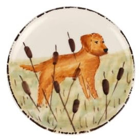 Vietri Piatto per antipasto in ceramica fatta a mano, 17,1 cm, motivo: cane da caccia, multicolore