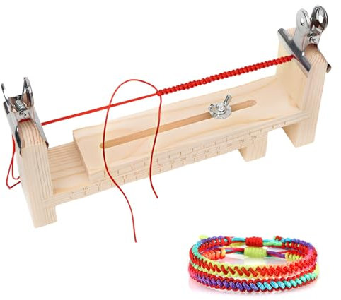 Jig Bracelet Maker, Wooden Jig Bracelet Maker, Paracord Bracelet Kit with Jig, with 2 Clips, Jig Bracelet Maker Paracord, Bracelet Maker Set, Adjustable, for DIY Craft Hand Bracelet Braiding