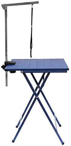 GLETSF Klappbarer Hundepflegetisch für kleine Hunde zum Krallenschneiden, professioneller Haustier-Trimmtisch mit verstellbarem Arm und Schlinge, blau