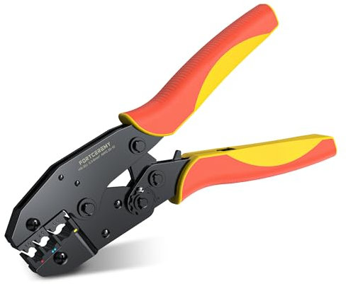 Pince à sertir à cliquet, outil de sertissage à cosse à cliquet isolé, orange AWG20-10 (0,5-1,5/1,5-2,5/4-6 mm²), pince à sertir électrique pour connecteurs électriques