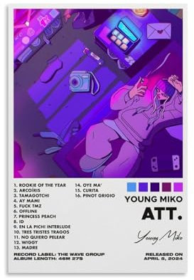 LISHDUNS Att. by Young Miko Album-Poster, Schlafzimmer, Wohnzimmer, Wanddekoration, Poster, Ästhetik, Art-Deco, 30 x 45 cm, ungerahmter Stil