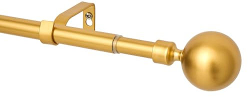 WL.Rocaille Gold Gardinenstange mit Kugel Verstellbare Gardinenschiene 30 bis 122 Zoll Ausziehbar Metall versenkbar 76cm bis 310cm,für Wohnküche,Zimmer, Schlafzimmer undBadezimmer