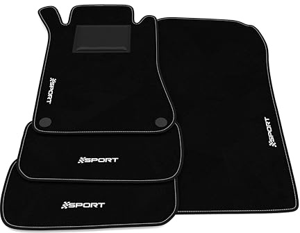 Fußmatten kompatibel mit Mercedes CLC CL203 Coupé 2008-2011, Sport Stickerei, maßgeschneidertes Auto-Fußmatten-Set, Teppich Set