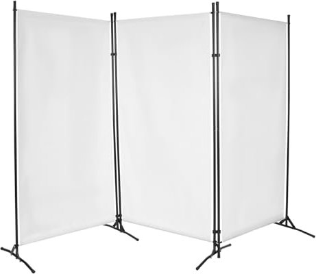 Raumteiler, 3 Teilig Klappbar Freistehend Trennwand Paravent, Balkon Sichtschutz Stellwand mit 360° Gefaltet, für Wohnzimmer, Schlafzimmer, Büro, Garten, 260 x 180 cm (Weiß)