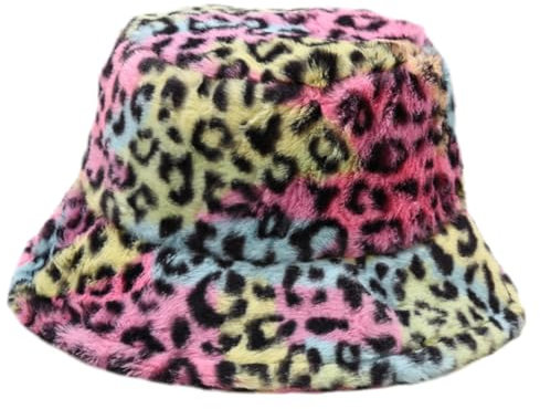 SAFIGLE Leopardenmütze Plüschmütze Für Damen Leichte Und Warme Bucket Cap Modisches Muster