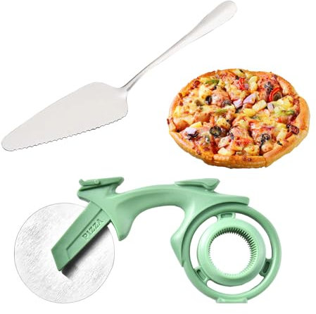 Counius pizzaschneider,pizzaschneider fahrrad, pizzaroller mit Scharfem Schneiderad,Edelstahl pizzaschneider lustig, Mit Rutschfestem Griff, für Pizza, Waffeln, Teig und Mehr(grün)