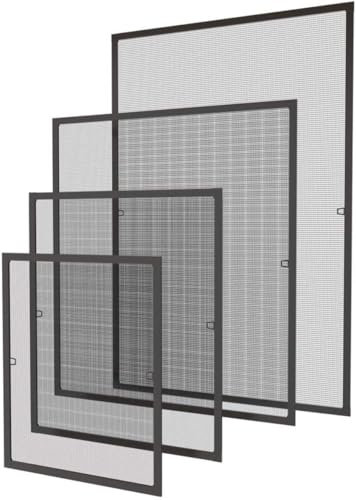 100 x 120 cm Fliegengitter Fliegenschutz Insektenschutz Fliegenschutzgitter mückengitter Gitter moskitonetz Spannrahmen für Fenster mit Aluminium Rahmen ohne Bohren und Schrauben, Braun
