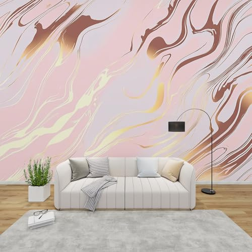 QEODAH 3D Tapete Marmor Schlafzimmer, Fototapete Mädchen Marmoroptik, Vliestapete Rosa Gold, Tapeten Wohnzimmer, Modern Pastellfarben Wand Deko Kinderzimmer, Wandtapete, Mustertapete Vlies 150x105 cm