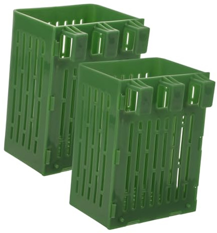 Milisten 2 Pièces Panier de Plantation pour Plantes Aquatiques Plastique Panier Filet Hydroponique Suspendu pour Aquarium Support Décoratif pour Bassin et Poissons Lot de Verts