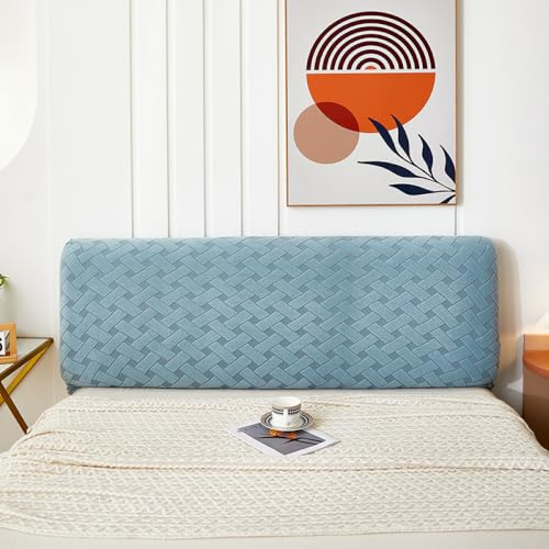JANMEYO Headboard Cover Solid Elastic Headboard Wrap All-Inclusive Headboard Dust Cover Headboard Slipcover Modern Universal Headboard Protector Cover Bedroom Decoration-Blue-Gray||220cm