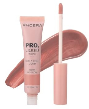 PHOERA Pro Liquid Blush Wand – Long Lasting Sheer Gel-Cream Blush, Buildable Light Liquid Cheek Tint, Natural Flushed Look, Easy Blend Makeup for All Skin Tones (BURN)