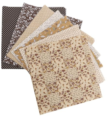 SAFIGLE 7 Stück Baumwollstoff Patchwork Bedruckte Stoffquadrate mit Vogel Blumenmuster DIY Nähstoff für Quilten Taschen Kissen Handarbeiten Vielseitiges Bastelmaterial