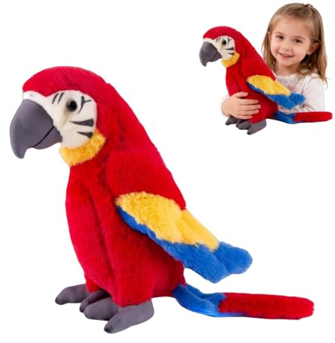 Generisch Papagei Plüschtier 30 cm Niedliche Vogel Kuscheltier Papagei Stofftier für Kinder Erwachsene (Rot)