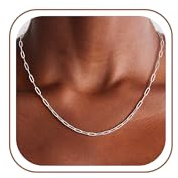 SLOONG Sterlingsilber 925 Over Paperclip Kette Damen | 3MM Breit Büroklammer Silberkette Damen 925 Over Ohne Anhänger Schmuck Geschenke für Frauen Freundin Mama Oma 51cm