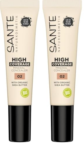 Sante Naturkosmetik High Coverage Mineral Concealer mit Bio Sheabutter 02 Warm Beige 12ml (Packung mit 2)