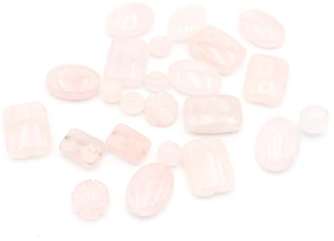 Vintageparts Rosenquarz Perlen Mystery Set 50g Mischung, Echte Edelsteinperlen 9-20mm, Verschiedene Formen (Oliven, Rechtecke, Kugeln) für DIY Schmuckherstellung & Basteln