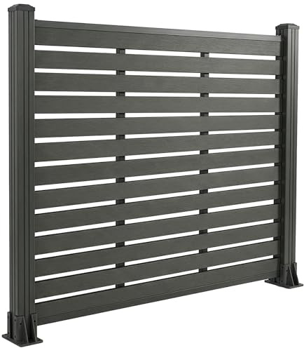 KARAT WPC Zaun Komplettset - Anthrazit - 180x180cm - Gartenzaun Sichtschutzzaun Windschutzzaun - Element für Terrasse & Garten - Inklusive Montagematerial - Milos