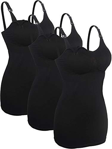 Débardeur de grossesse allaitement noir Enceinte Vêtements de Maternité cami - Tops d'allaitement 3pcs Lot(Noir x3) - Taille L(Pour FR 90DE 95BC)