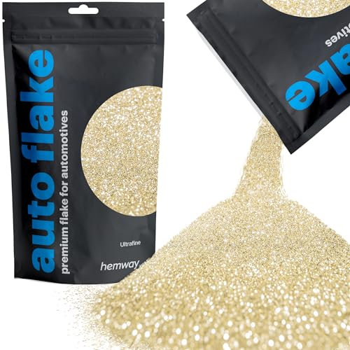 Hemway Premium Automotive Glitter Flake Paint Additive - Champagne Gold | Ultrafine Metal Flakes for Car, Truck, RV, Motorbike & Boat Decoration | Mix with Auto Paint | 100 g