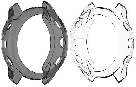 RuenTech Kompatibel mit Garmin Fenix 6X Pro/Fenix 6X Sapphire/Fenix 6X Pro Solar Schutzhülle Schutzfolie Hülle Sanft TPU Shell Schut Anti-Scratch (Schwarz+Klar)