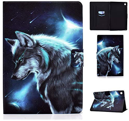 Auslbin Custodia per Lenovo Tab M10 FHD Plus 10.3 Pollice TB-X606X/TB-X606F,Cover con Porta Carte Portafogli slim in Pelle PU con Funzione di Supporto,Auto Svegliati/Sonno,Lupo