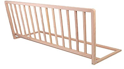 Safetots Schmaler Holzbettschutz für Babybetten, Natur, 38cm hoch x 90cm breit, Bettgitter, Sicheres Kinderbettgeländer, Vormontiert, Einfache Installation