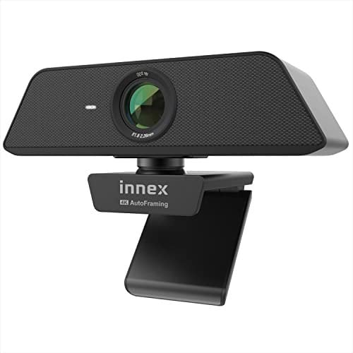 Innex C470 4K Webcam with Microphone, AI Auto-Framing, 5x Digital Zoom, Auto Light Correction for Zoom, Microsoft Teams, 120-Degree Wide Angle Webcam for PC, Mac, Windows, Video Call, Live Streaming