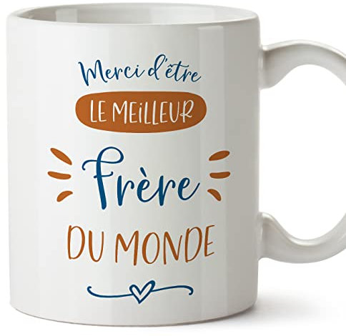 Mugffins Tasses pour FRÈRE - En Français - Cadeau original pour FRÈRE - MERCI MEILLEURE FAMILLE - 11 oz