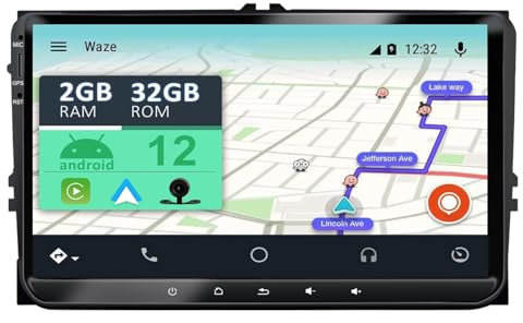 YUNTX Android 12 2 Din Radio con navigazione per VW Golf t5 touran Passat RNS RCD Skoda SEAT: [Integrato CarPlay/Android Auto/DSP/GPS]-IPS 9 Touch screen-DAB/Bluetooth 5.0/WiFi/Controllo del volante