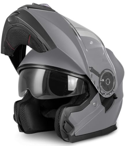 VINZ Santos Klapphelm mit Sonnenblende | ECE 22.06 & PINLOCK vorbereitet | Motorrad Helm Integralhelm | Motorradhelm Klappbar | In Gr. XS-XXL | Erhältlich Matt Titanium