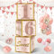 Guiruiy 3Pcs 16th Birthday Decorations Boxes for Girls Women - Pink Rose Gold Sweet 16 Balloons Party Supplies - Sweet Sixteen Theme Cardboard Box Decor
