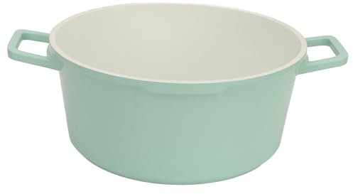 Faitout en céramique de grande capacité avec couvercle pour cuisine (vert)