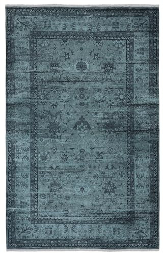TESSO LIVING Moderner Vintage Boho Teppich - Grün 155 x 225 cm - Maschinenwaschbar und rutschfest Kurzflor Teppich - bringt Wärme in Wohnzimmer und Schlafzimmer